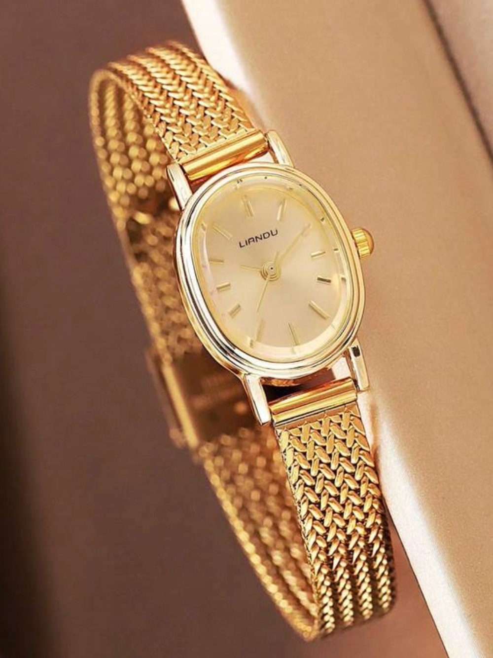 Classic Vintage Gold Mesh Bracelet Watch